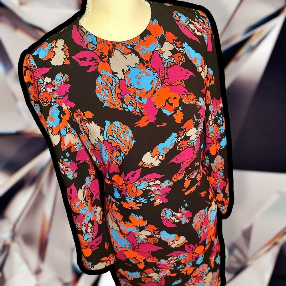 Givenchy Graphic Print Black Floral Long Sleeve Dress ASO Younger and The View - Picture 15 of 16